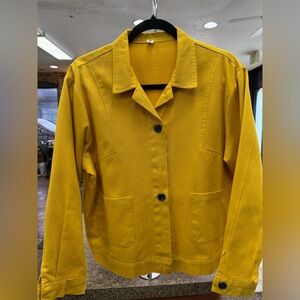 Women’s Mustard Yellow Utility Jacket with Front Buttons